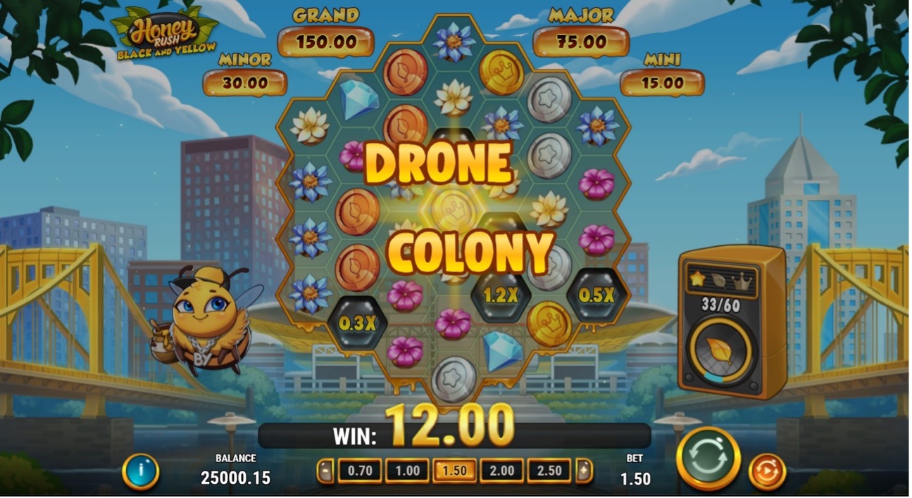 Honey Rush Black and Yellow Slot from Play’n GO – Colony Feature