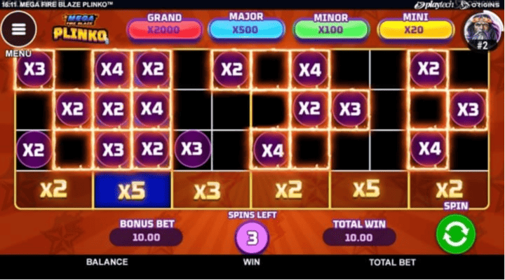 Fonctionnalités de Plinko Mega Fire Blaze de Playtech 