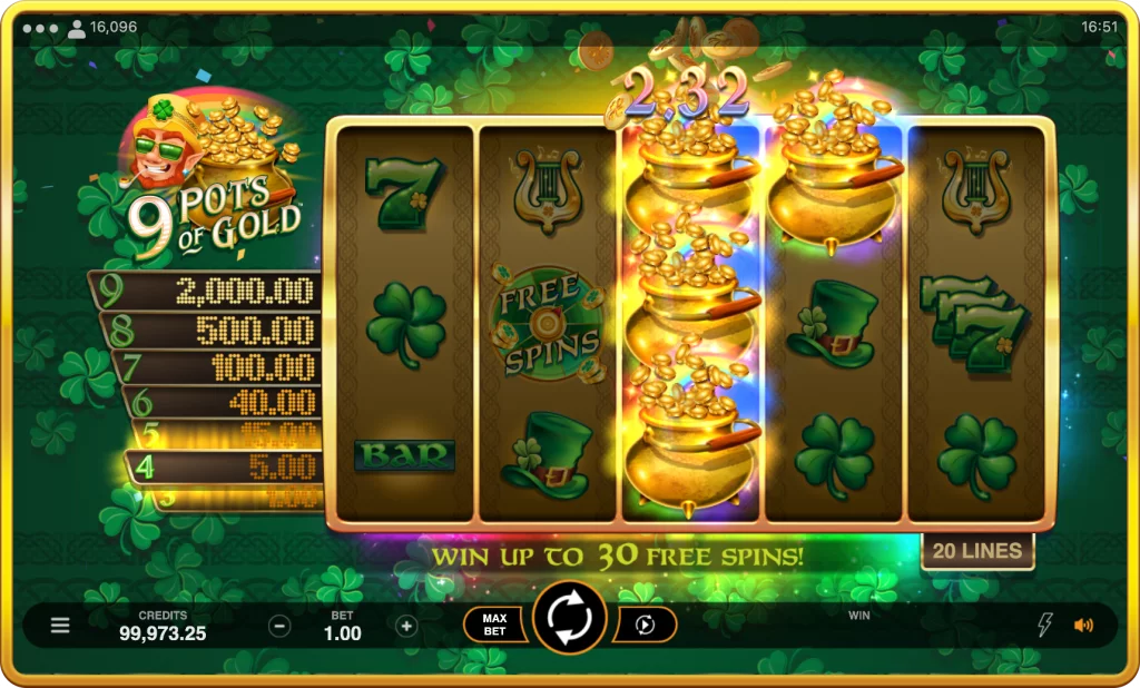 9 Pots of Gold Free Spins