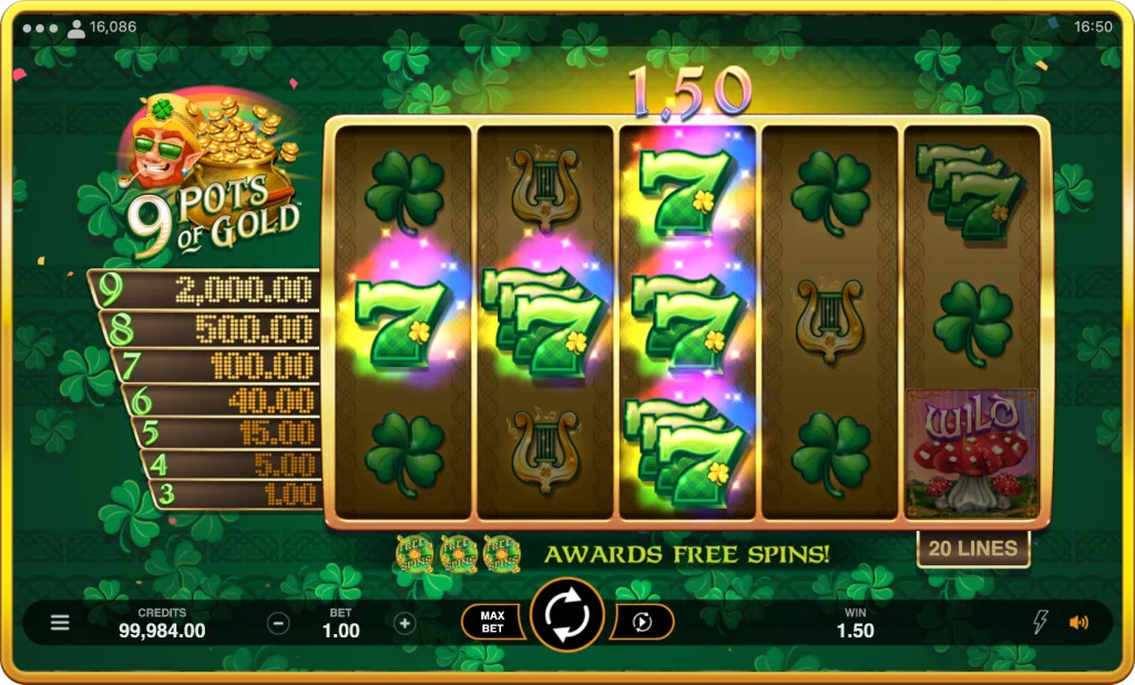 9 Pots of Gold Free Spins