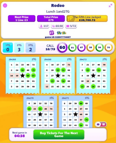 75 ball bingo screenshot