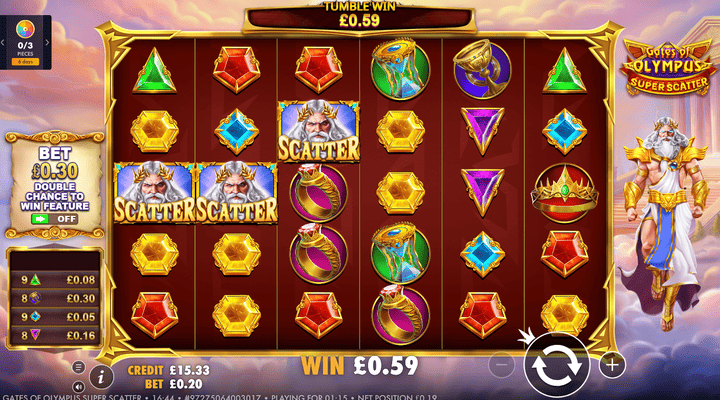 Gates of Olympus Super Scatter de Pragmatic Play en action