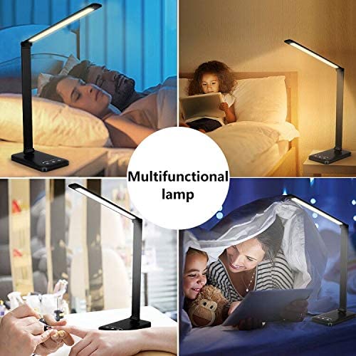 Eye Care Desk Lamp: With USB Charging Port, 5 Light Modes x 10 Brightness Levels & Touch Control,