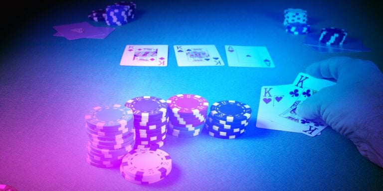 A player flops four of a kind in poker
