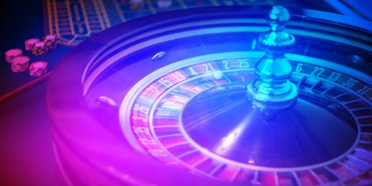 A ball spins around a European roulette wheel