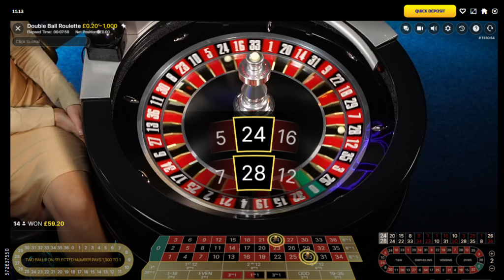 Screenshot 3 - double ball roulette at PlayOJO