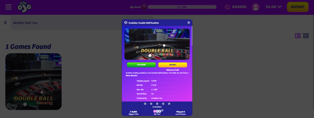 Screenshot 4 - double ball roulette at PlayOJO