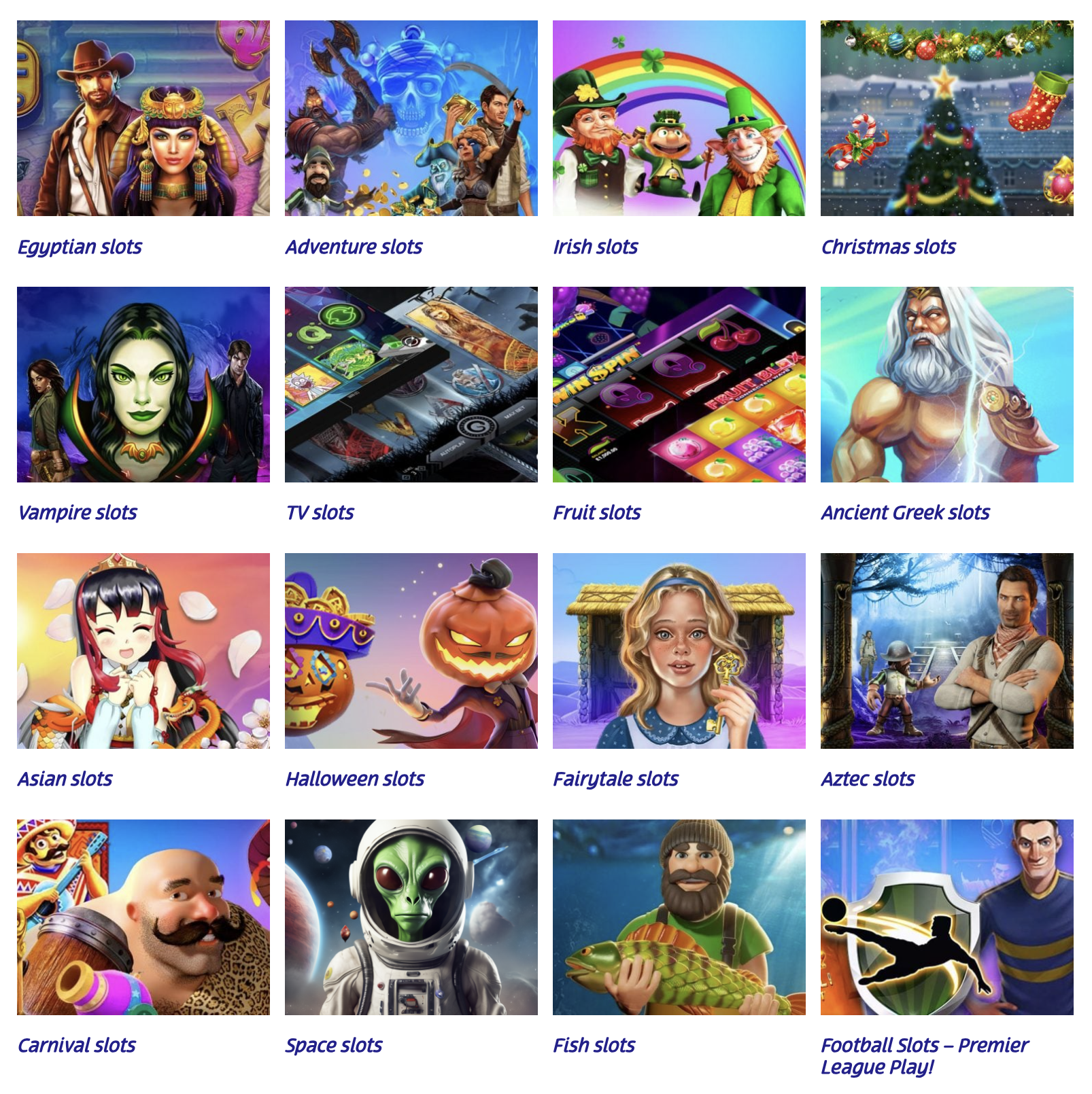 Popular Slot Themes Games Grid Screenshot