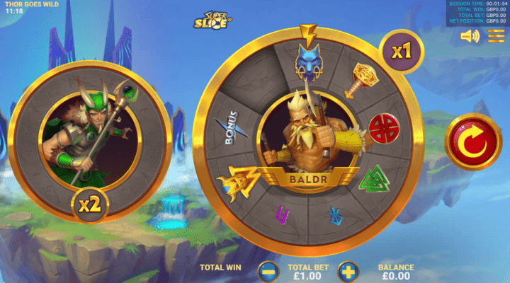 Thor Goes Wild slot Thor Goes Wild slot featuring a sectioned wheel containing rune, hammer, bonus, and beast symbols