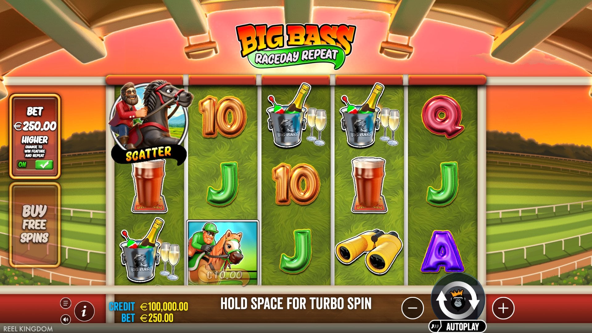 Juego base de la slot Big Bass Raceday Repeat 