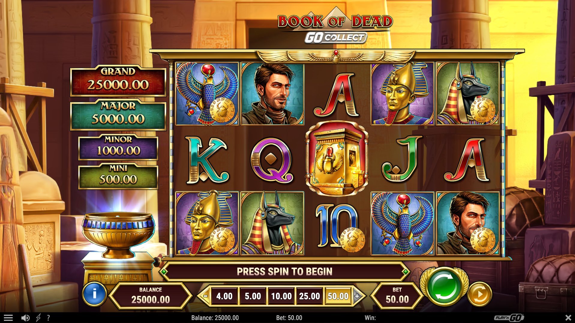  Juego base de la nueva slot Book of Dead Go Collect 