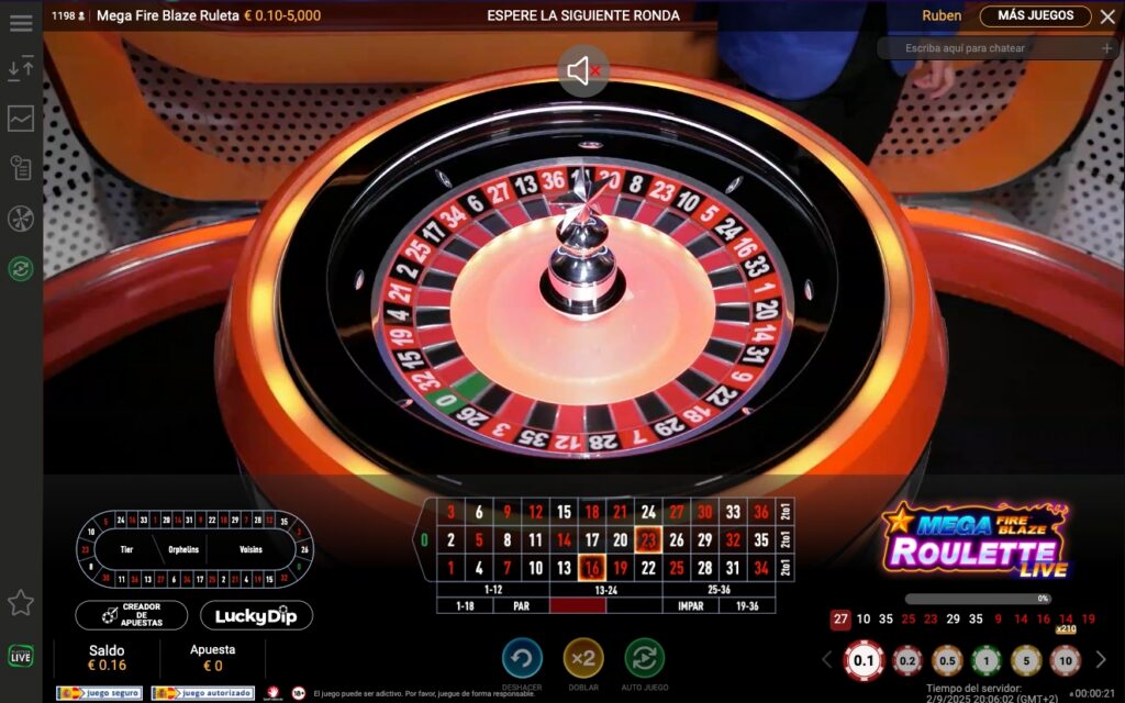 Mega Fire Blaze Roulette Live - Rueda