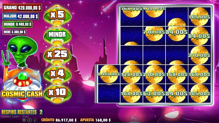 Respines cósmicos de la slot Cosmic Cash