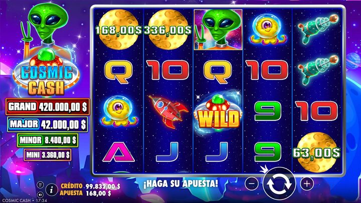 Juego base de la slot Cosmic Cash