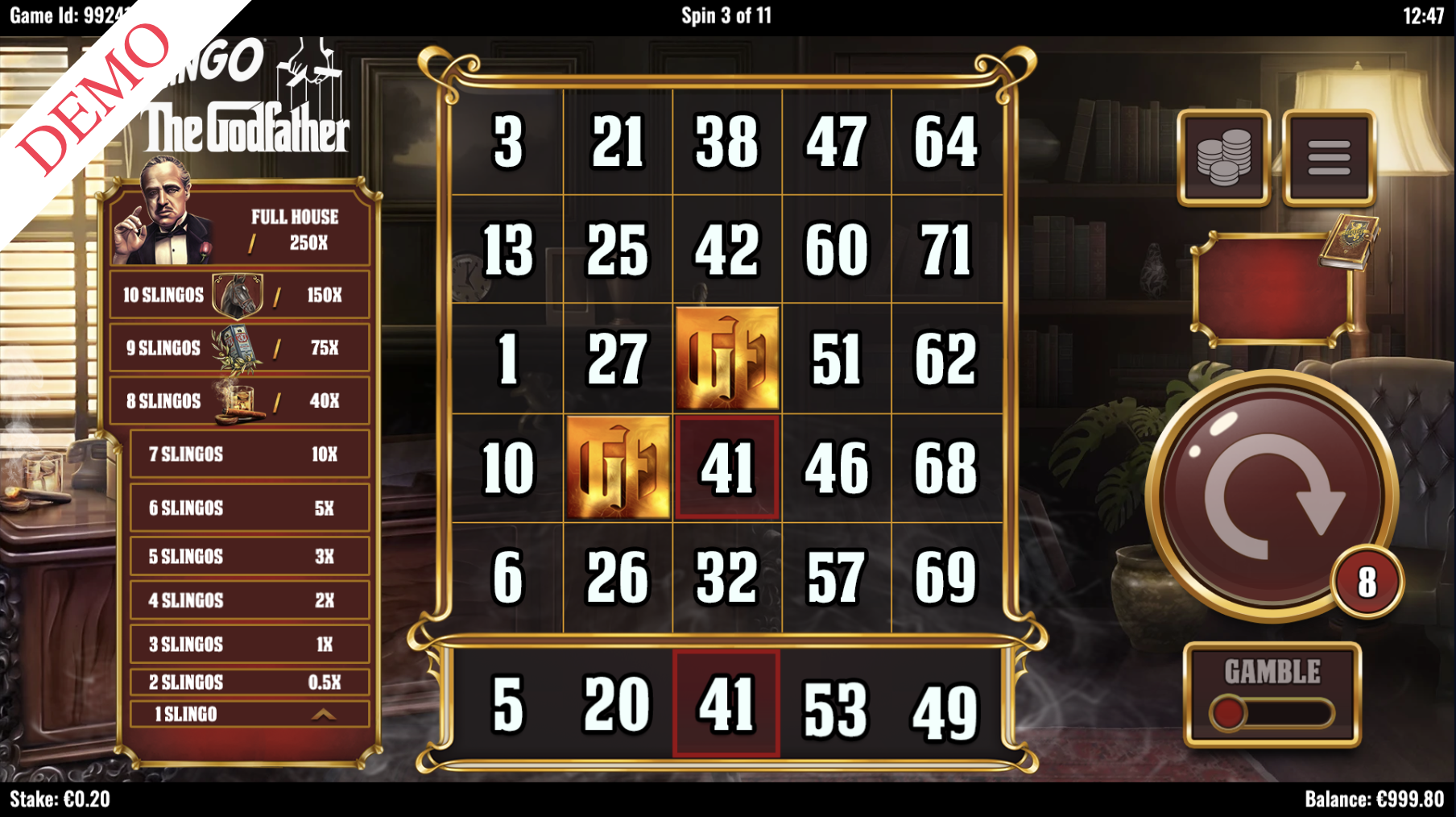 Slingo The Godfather Slot Screenshot 2