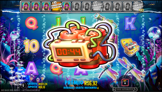 Jogo b&ocirc;nus no slot Big Bass Reel Repeat
