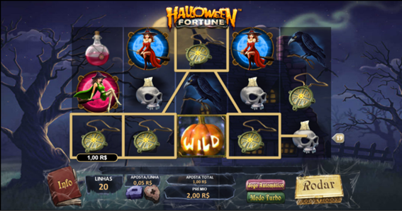 Tela do jogo base de Halloween Fortune slot 