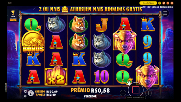Slot Buffalo King com multiplicador Wild ativo nas rodadas gr&aacute;tis 