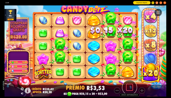 Rolo multiplicador em funcionamento no slot Candy Blitz