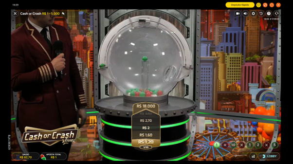 Interface do jogo Cash or Crash. 