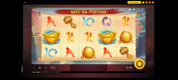Jogo base do Lucky Fortune Cat em andamento 