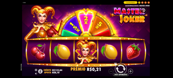Roda de multiplicadores acionada com combina&ccedil;&atilde;o de lim&otilde;es e s&iacute;mbolo Wild com a Joker  