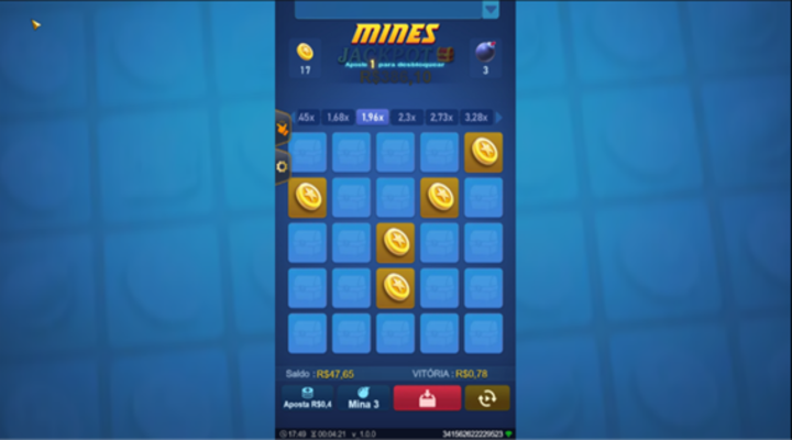 Jogo Mines da TaDa Gaming Interface do jogo Mines