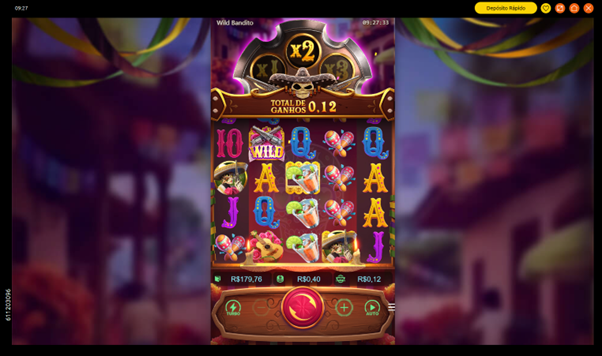 ela do jogo base Wild Bandito com s&iacute;mbolos festivos, incluindo margaritas, maracas e o s&iacute;mbolo Wild de armas cruzadas, com multiplicador ativo x2 no topo da grade. 