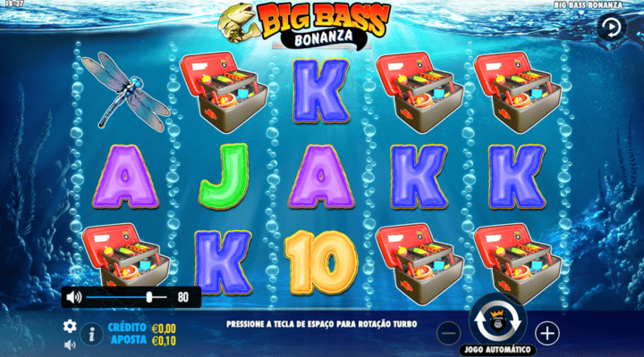 Vis&atilde;o geral da slot Big Bass Bonanza da Pragmatic Play.