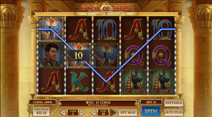 Vis&atilde;o geral da slot Book of Dead da Play&rsquo;N Go. 