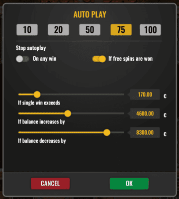 Modo auto play da slot Book of Dead da Play&rsquo;N Go.