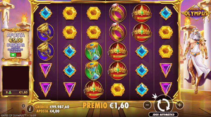 Sess&atilde;o de jogo na slot Gates of Olympus da Pragmatic Play