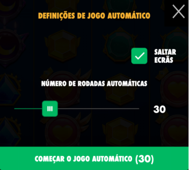 30 rodadas autom&aacute;ticas definidas na slot Starlight Princess 1000 da Pragmatic Play. 