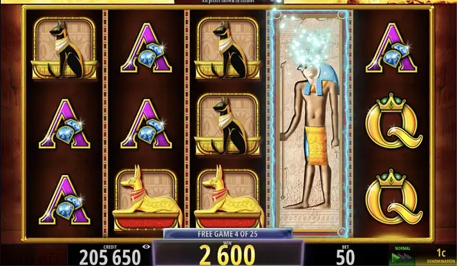  Spieloberfläche von Rise of Tut Magic während der Bonusrunden mit expandierendem Symbol