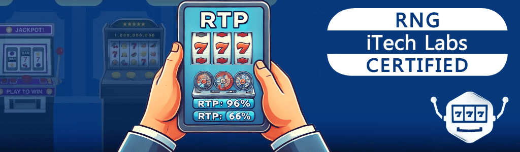 Tablet mit Online-Slot und iTech Labs Zertifikat 