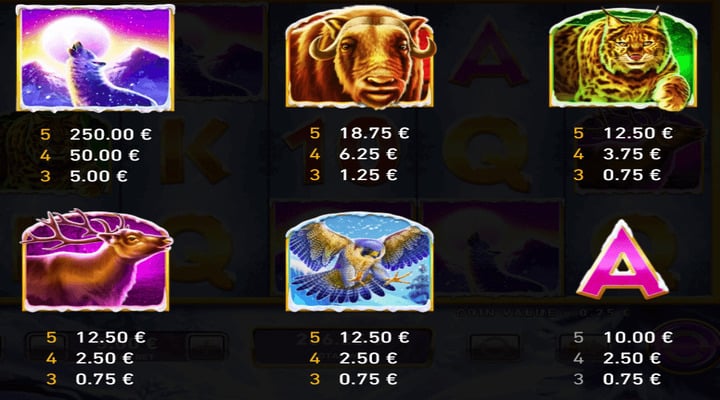 Fire Blaze Tundra Wolf slot features