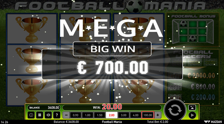 Bonus et gains machine à sous Football Mania