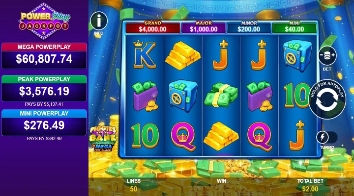 Piggies and the Bank Mega Fire Blaze Power Play Slot Screenshot