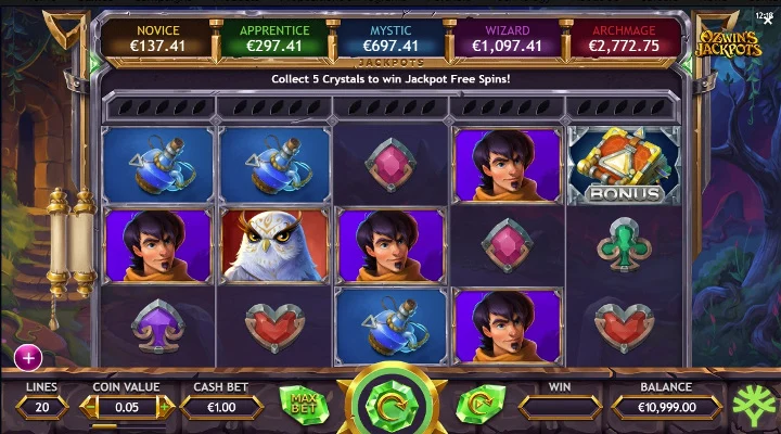 Ozwin's jackpots screenshot
