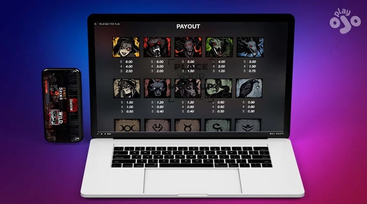 Blood and Shadow Symbols and Paytable