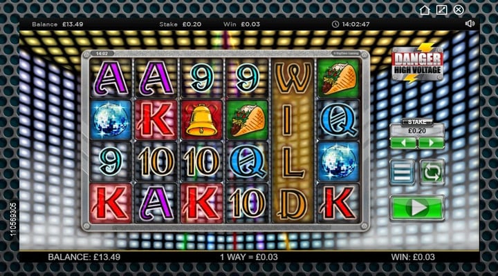 Base game spin from Danger High Voltage online slot
