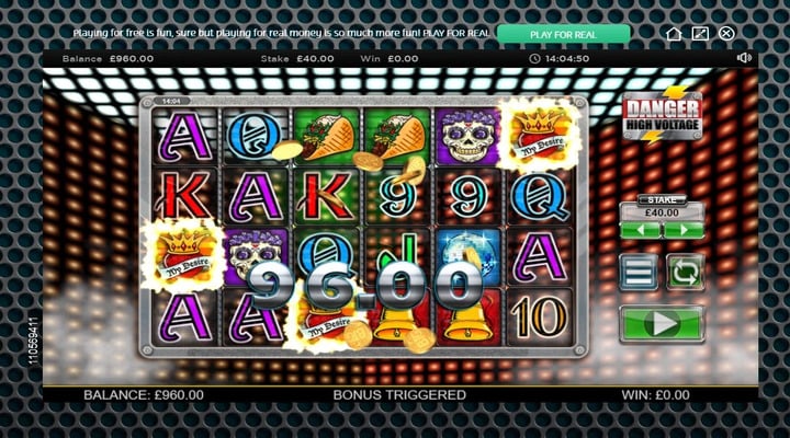 Scatter win during Big Time Gaming’s Danger High Voltage video slot
