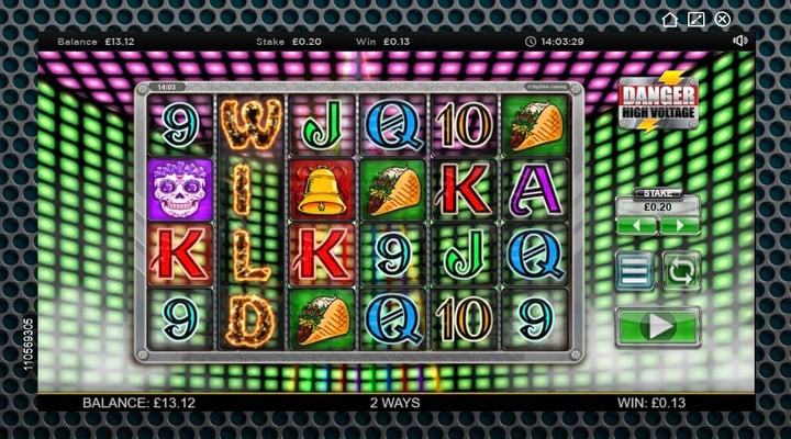 Wild Fire full-reel symbol in the Danger High Voltage online slot at PlayOJO