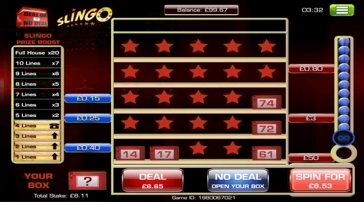 Deal or No Deal Slingo Screenshot