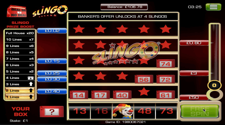Deal or No Deal Slingo Screenshot