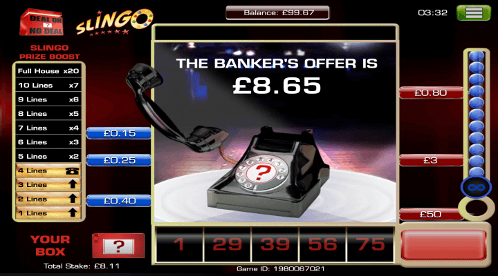 Deal or No Deal Slingo Screenshot