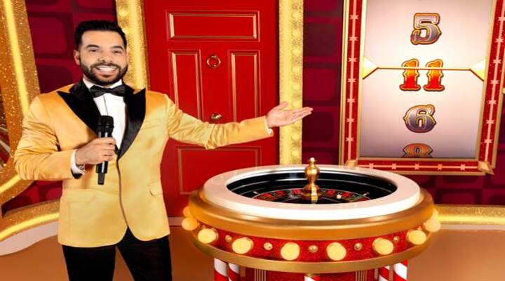 A man presenting a Red Door Roulette Live Casino