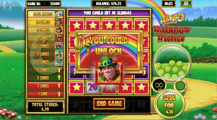 Slingo Rainbow Riches Features Screenshot