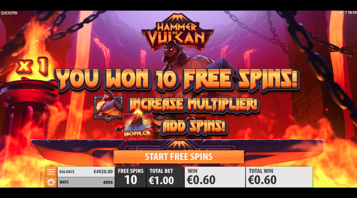 Hammer of Vulcan Slot Screenshot