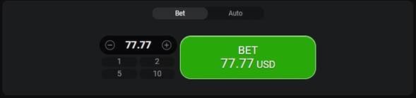 Selección de apuesta en el juego Aviator de Spribe